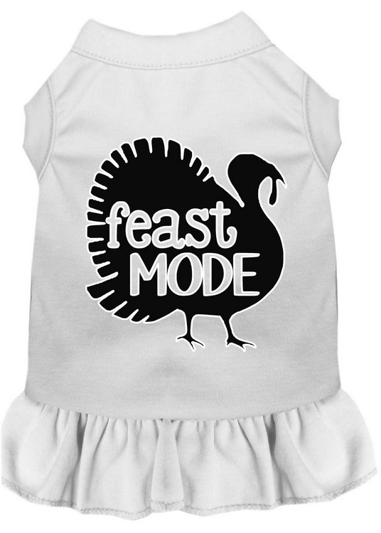 Feast Mode Screen Print Dog Dress White 4X